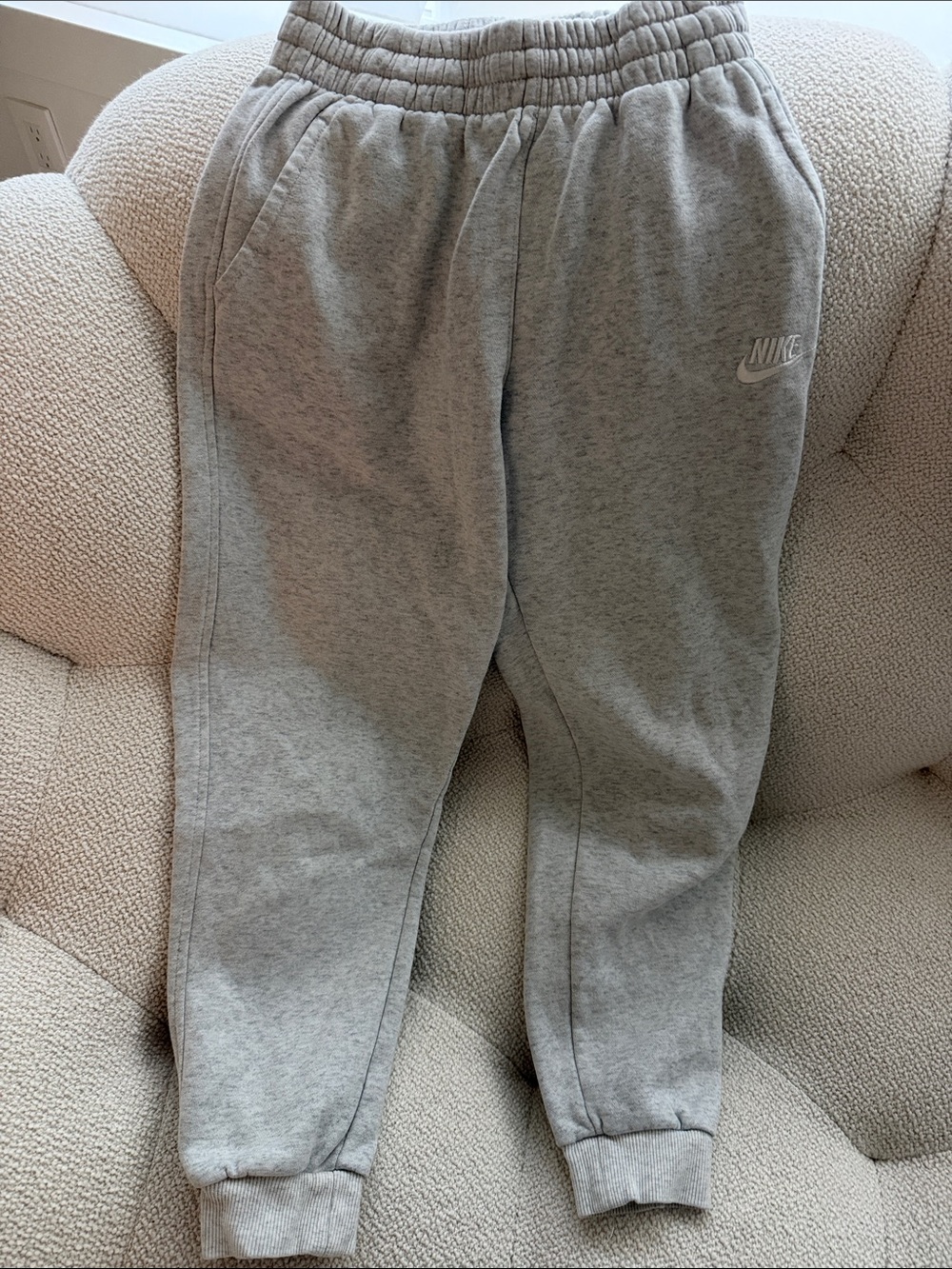 Nike Kids Light Gray Heather Joggers with Logo